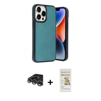 MARSİLYAN™- iPhone 14 Pro Max Kılıf Kıvılcım Işık Serisi - Siyah Mat Seramik Nano Ekran Koruyucu + Raze Metal Kamera Lens - GS