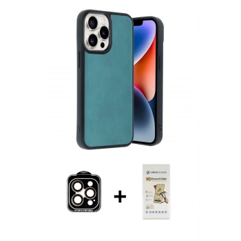 MARSİLYAN™- iPhone 14 Pro Max Kılıf Kıvılcım Işık Serisi - Siyah Mat Seramik Nano Ekran Koruyucu + PVD Metal Kamera Lens - TU