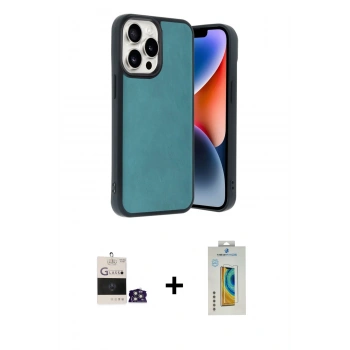 MARSİLYAN™- iPhone 14 Pro Max Kılıf Kıvılcım Işık Serisi - Siyah Polymer Nano Ekran Koruyucu + Bilvis Titan Kamera Lens - GS