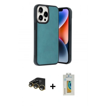 MARSİLYAN™- iPhone 14 Pro Max Kılıf Kıvılcım Işık Serisi - Siyah Polymer Nano Ekran Koruyucu + Raze Metal Kamera Lens - GD