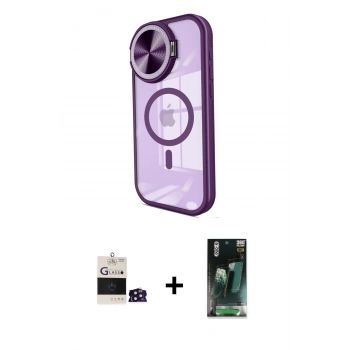 MARSİLYAN™- iPhone 14 Pro Max Kılıf Kıvılcım Modern Koleksiyonu - Şeffaf 360 Full Body Arka Koruyucu + Bilvis Titan Kamera Lens - DNMR