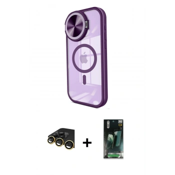 MARSİLYAN™- iPhone 14 Pro Max Kılıf Kıvılcım Modern Koleksiyonu - Şeffaf 360 Full Body Arka Koruyucu + Raze Metal Kamera Lens - GD