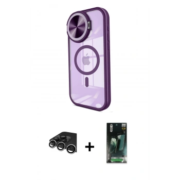 MARSİLYAN™- iPhone 14 Pro Max Kılıf Kıvılcım Modern Koleksiyonu - Şeffaf 360 Full Body Arka Koruyucu + Raze Metal Kamera Lens - GS