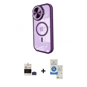 MARSİLYAN™- iPhone 14 Pro Max Kılıf Kıvılcım Modern Koleksiyonu - Şeffaf Royal Nano Ekran Koruyucu + Bilvis Titan Kamera Lens - DNMR