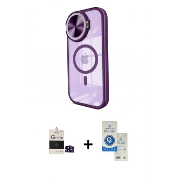 MARSİLYAN™- iPhone 14 Pro Max Kılıf Kıvılcım Modern Koleksiyonu - Şeffaf Royal Nano Ekran Koruyucu + Bilvis Titan Kamera Lens - SH