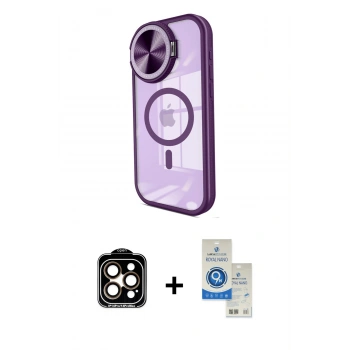 MARSİLYAN™- iPhone 14 Pro Max Kılıf Kıvılcım Modern Koleksiyonu - Şeffaf Royal Nano Ekran Koruyucu + PVD Metal Kamera Lens - TU