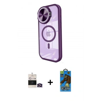 MARSİLYAN™- iPhone 14 Pro Max Kılıf Kıvılcım Modern Koleksiyonu - Siyah 18D Cam Ekran Koruyucu + Bilvis Titan Kamera Lens - GD
