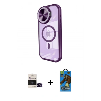 MARSİLYAN™- iPhone 14 Pro Max Kılıf Kıvılcım Modern Koleksiyonu - Siyah 18D Cam Ekran Koruyucu + Bilvis Titan Kamera Lens - SH