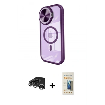 MARSİLYAN™- iPhone 14 Pro Max Kılıf Kıvılcım Modern Koleksiyonu - Siyah 6D Mat Seramik Hayalet Nano Ekran Koruyucu + Raze Metal Kamera Lens - GS