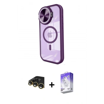 MARSİLYAN™- iPhone 14 Pro Max Kılıf Kıvılcım Modern Koleksiyonu - Siyah Bilvis 5in1 3D Magic Cam Ekran Koruyucu + Raze Metal Kamera Lens - GD