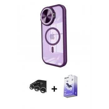 MARSİLYAN™- iPhone 14 Pro Max Kılıf Kıvılcım Modern Koleksiyonu - Siyah Bilvis 5in1 5D Magic Hayalet Cam Ekran Koruyucu + Raze Metal Kamera Lens - GS