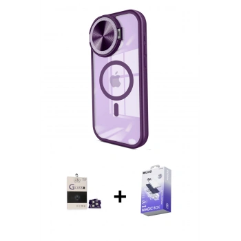MARSİLYAN™- iPhone 14 Pro Max Kılıf Kıvılcım Modern Koleksiyonu - Siyah Bilvis 5in1 5D Magic Hayalet Cam Ekran Koruyucu + Bilvis Titan Kamera Lens - GS