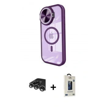 MARSİLYAN™- iPhone 14 Pro Max Kılıf Kıvılcım Modern Koleksiyonu - Siyah Bilvis Hayalet Cam Ekran Koruyucu + Raze Metal Kamera Lens - GS