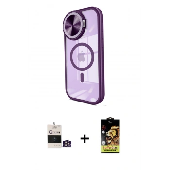 MARSİLYAN™- iPhone 14 Pro Max Kılıf Kıvılcım Modern Koleksiyonu - Siyah Buffer Cam Ekran Koruyucu + Bilvis Titan Kamera Lens - GD