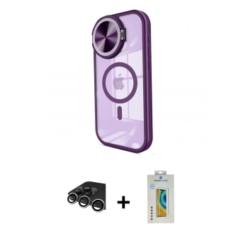 MARSİLYAN™- iPhone 14 Pro Max Kılıf Kıvılcım Modern Koleksiyonu - Siyah Polymer Nano Ekran Koruyucu + Raze Metal Kamera Lens - GS