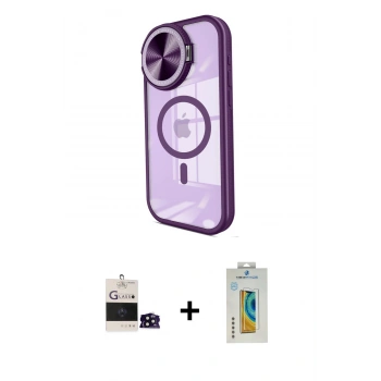 MARSİLYAN™- iPhone 14 Pro Max Kılıf Kıvılcım Modern Koleksiyonu - Siyah Polymer Nano Ekran Koruyucu + Bilvis Titan Kamera Lens - SH