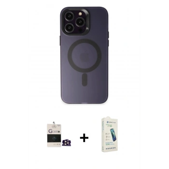 MARSİLYAN™- iPhone 14 Pro Max Kılıf Kozmos Çizgi Prime - Şeffaf Pasifik Cam Ekran Koruyucu + Bilvis Titan Kamera Lens - GD