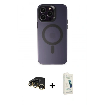 MARSİLYAN™- iPhone 14 Pro Max Kılıf Kozmos Çizgi Prime - Şeffaf Pasifik Cam Ekran Koruyucu + Raze Metal Kamera Lens - GD