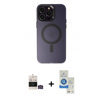 MARSİLYAN™- iPhone 14 Pro Max Kılıf Kozmos Çizgi Prime - Şeffaf Royal Nano Ekran Koruyucu + Bilvis Titan Kamera Lens - GD