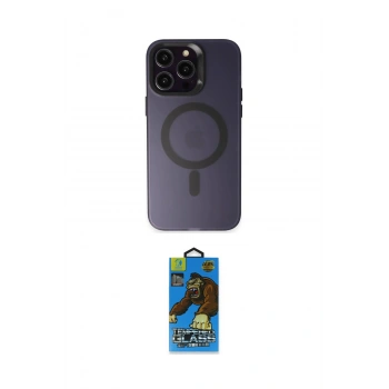 MARSİLYAN™- iPhone 14 Pro Max Kılıf Kozmos Çizgi Prime - Siyah 18D Cam Ekran Koruyucu