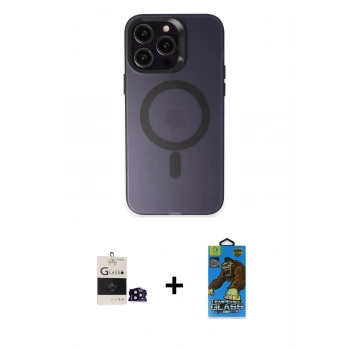 MARSİLYAN™- iPhone 14 Pro Max Kılıf Kozmos Çizgi Prime - Siyah 18D Cam Ekran Koruyucu + Bilvis Titan Kamera Lens - SH