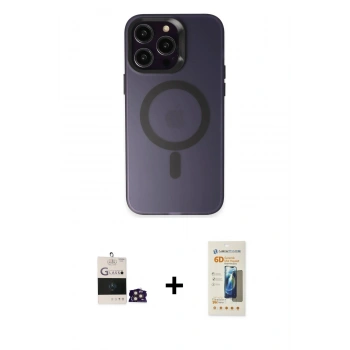 MARSİLYAN™- iPhone 14 Pro Max Kılıf Kozmos Çizgi Prime - Siyah 6D Mat Seramik Hayalet Nano Ekran Koruyucu + Bilvis Titan Kamera Lens - GD