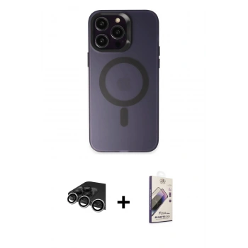 MARSİLYAN™- iPhone 14 Pro Max Kılıf Kozmos Çizgi Prime - Siyah Bilvis 3D Mat Cam Ekran Koruyucu + Raze Metal Kamera Lens - GS