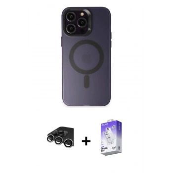 MARSİLYAN™- iPhone 14 Pro Max Kılıf Kozmos Çizgi Prime - Siyah Bilvis 5in1 3D Magic Cam Ekran Koruyucu + Raze Metal Kamera Lens - GS