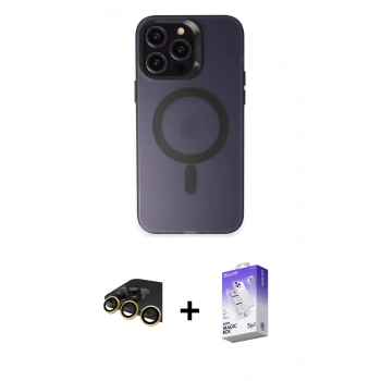 MARSİLYAN™- iPhone 14 Pro Max Kılıf Kozmos Çizgi Prime - Siyah Bilvis 5in1 3D Magic Cam Ekran Koruyucu + Raze Metal Kamera Lens - GD