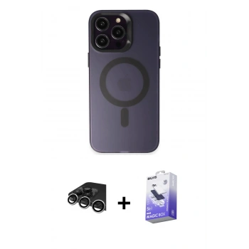 MARSİLYAN™- iPhone 14 Pro Max Kılıf Kozmos Çizgi Prime - Siyah Bilvis 5in1 5D Magic Hayalet Cam Ekran Koruyucu + Raze Metal Kamera Lens - GS