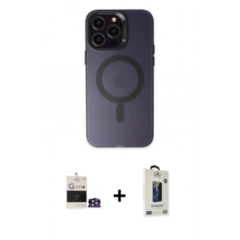 MARSİLYAN™- iPhone 14 Pro Max Kılıf Kozmos Çizgi Prime - Siyah Bilvis Hayalet Cam Ekran Koruyucu + Bilvis Titan Kamera Lens - GS
