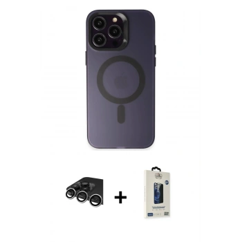 MARSİLYAN™- iPhone 14 Pro Max Kılıf Kozmos Çizgi Prime - Siyah Bilvis Hayalet Cam Ekran Koruyucu + Raze Metal Kamera Lens - GS