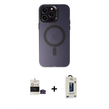 MARSİLYAN™- iPhone 14 Pro Max Kılıf Kozmos Çizgi Prime - Siyah Bilvis Hayalet Cam Ekran Koruyucu + Bilvis Titan Kamera Lens - SH