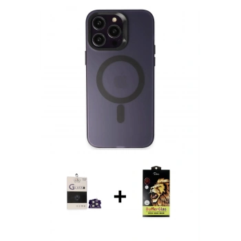 MARSİLYAN™- iPhone 14 Pro Max Kılıf Kozmos Çizgi Prime - Siyah Buffer Cam Ekran Koruyucu + Bilvis Titan Kamera Lens - GS