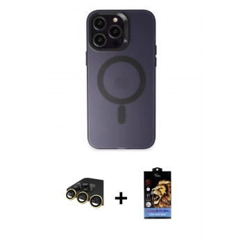 MARSİLYAN™- iPhone 14 Pro Max Kılıf Kozmos Çizgi Prime - Siyah Buffer Hayalet Cam Ekran Koruyucu + Raze Metal Kamera Lens - GD