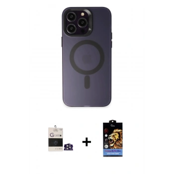 MARSİLYAN™- iPhone 14 Pro Max Kılıf Kozmos Çizgi Prime - Siyah Buffer Hayalet Cam Ekran Koruyucu + Bilvis Titan Kamera Lens - GS