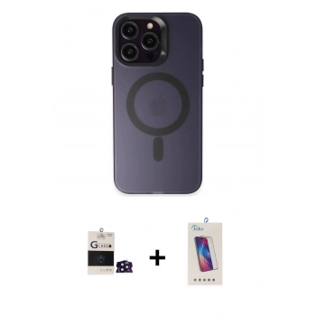 MARSİLYAN™- iPhone 14 Pro Max Kılıf Kozmos Çizgi Prime - Siyah Joko 5D Cam + Bilvis Titan Kamera Lens - DNMR