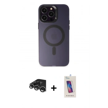 MARSİLYAN™- iPhone 14 Pro Max Kılıf Kozmos Çizgi Prime - Siyah Joko 5D Cam + Raze Metal Kamera Lens - GS