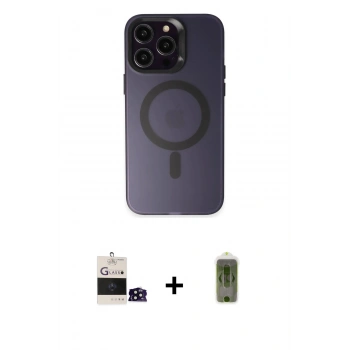 MARSİLYAN™- iPhone 14 Pro Max Kılıf Kozmos Çizgi Prime - Siyah Joko Magic 5D Hayalet Cam + Bilvis Titan Kamera Lens - SH