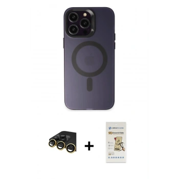 MARSİLYAN™- iPhone 14 Pro Max Kılıf Kozmos Çizgi Prime - Siyah Mat Seramik Nano Ekran Koruyucu + Raze Metal Kamera Lens - GD