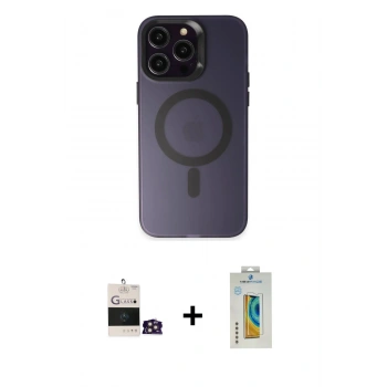 MARSİLYAN™- iPhone 14 Pro Max Kılıf Kozmos Çizgi Prime - Siyah Polymer Nano Ekran Koruyucu + Bilvis Titan Kamera Lens - GD