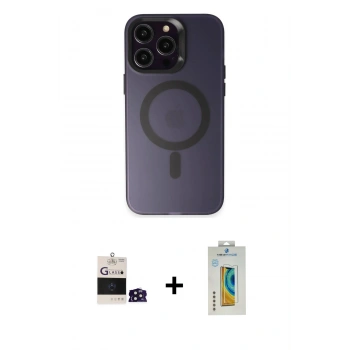 MARSİLYAN™- iPhone 14 Pro Max Kılıf Kozmos Çizgi Prime - Siyah Polymer Nano Ekran Koruyucu + Bilvis Titan Kamera Lens - DNMR