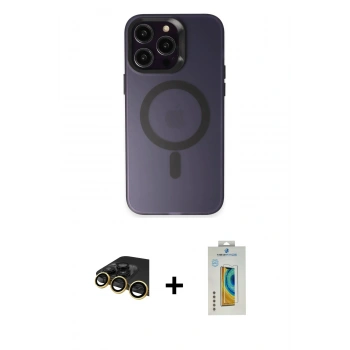 MARSİLYAN™- iPhone 14 Pro Max Kılıf Kozmos Çizgi Prime - Siyah Polymer Nano Ekran Koruyucu + Raze Metal Kamera Lens - GD