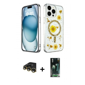 MARSİLYAN™- iPhone 14 Pro Max Kılıf Kozmos Doku - Şeffaf 360 Full Body Arka Koruyucu + Raze Metal Kamera Lens - GD