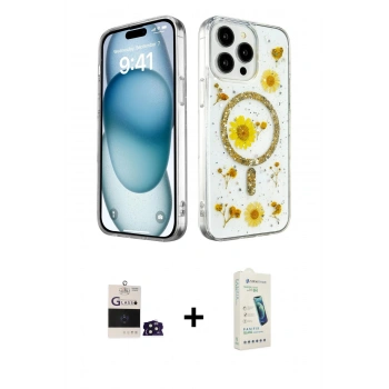 MARSİLYAN™- iPhone 14 Pro Max Kılıf Kozmos Doku - Şeffaf Pasifik Cam Ekran Koruyucu + Bilvis Titan Kamera Lens - DNMR