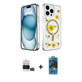 MARSİLYAN™- iPhone 14 Pro Max Kılıf Kozmos Doku - Siyah 18D Cam Ekran Koruyucu + Bilvis Titan Kamera Lens - GS