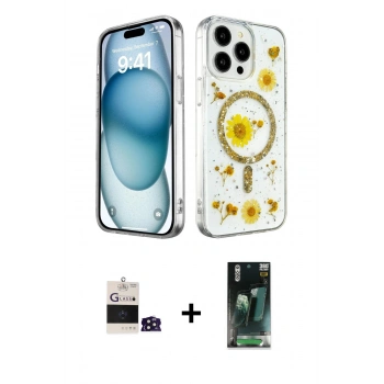 MARSİLYAN™- iPhone 14 Pro Max Kılıf Kozmos Doku - Siyah 360 Mat Full Body Arka Koruyucu + Bilvis Titan Kamera Lens - DNMR