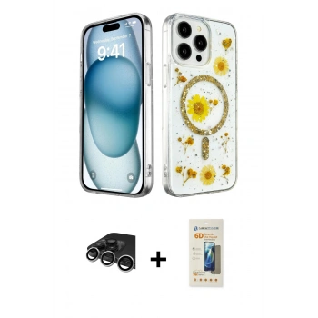 MARSİLYAN™- iPhone 14 Pro Max Kılıf Kozmos Doku - Siyah 6D Mat Seramik Hayalet Nano Ekran Koruyucu + Raze Metal Kamera Lens - GS