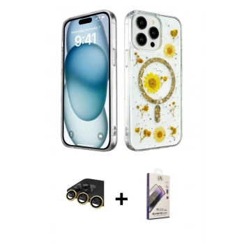 MARSİLYAN™- iPhone 14 Pro Max Kılıf Kozmos Doku - Siyah Bilvis 3D Mat Cam Ekran Koruyucu + Raze Metal Kamera Lens - GD