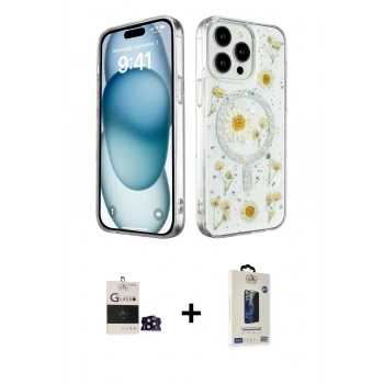 MARSİLYAN™- iPhone 14 Pro Max Kılıf Kozmos Doku - Siyah Bilvis Hayalet Cam Ekran Koruyucu + Bilvis Titan Kamera Lens - SH